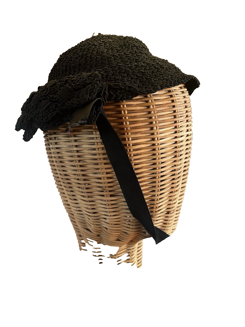 Edwardian Crocheted Small Black Cap Ruffles Coquette Steampunk Whimsigoth